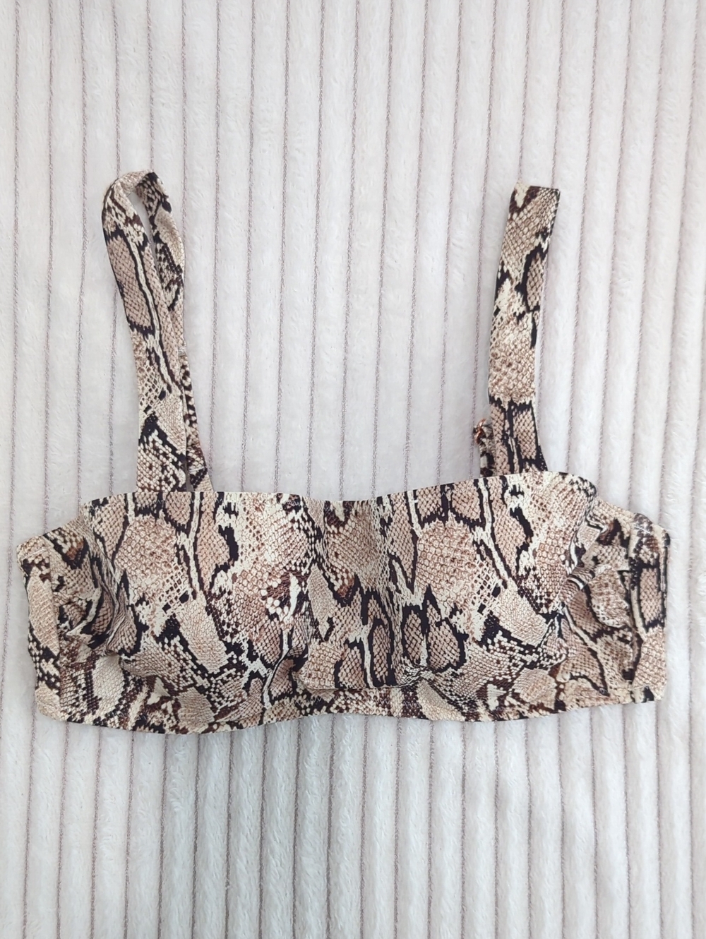 Shade & Shore Snake Print Bikini Top in Beige and Black